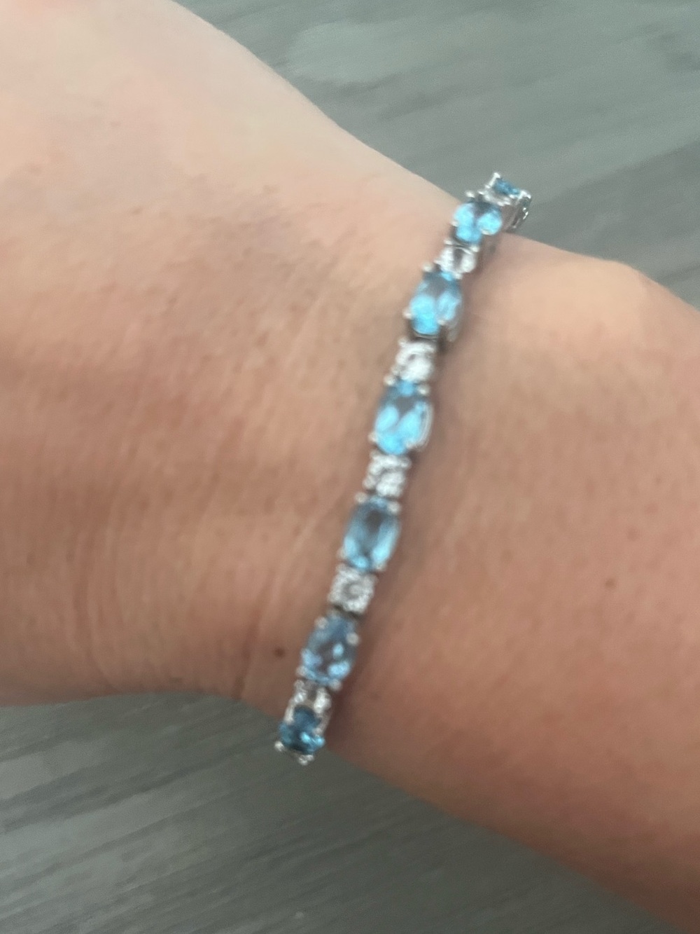 Sterling Silver Blue Topaz Tennis Bracelet - Women Jewelry